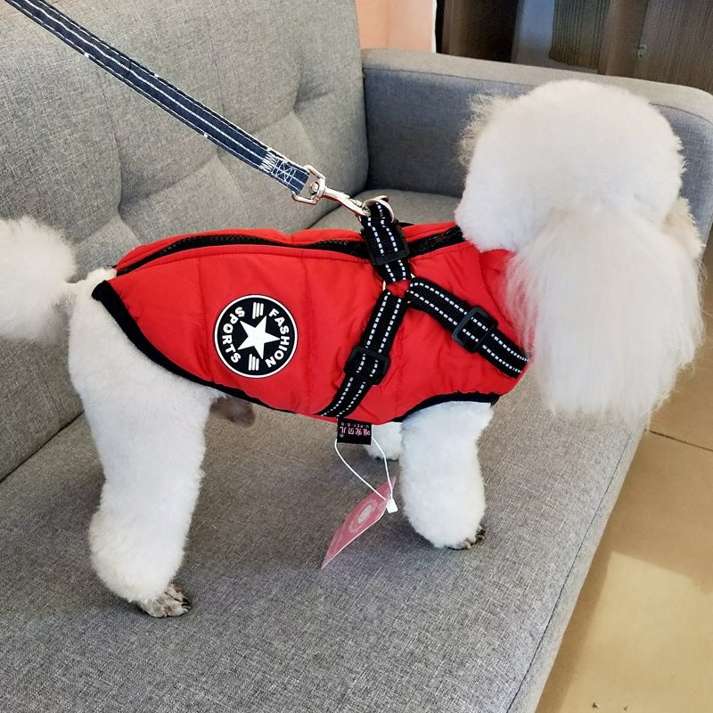 Winter Dog Jacket With Harness – Waterproof Warm Coat For Small Dogs, Adjustable Outfit