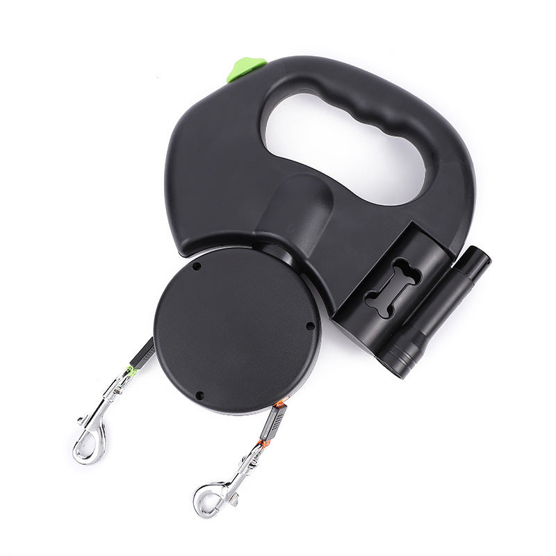 Retractable Double Dog Walking Leash With Lights