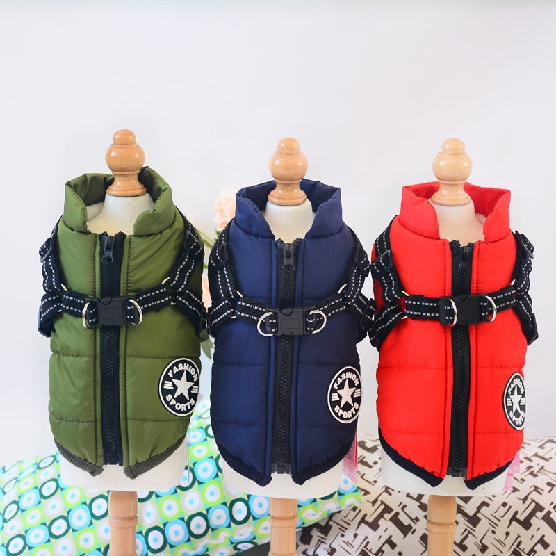 Waterproof Dog Clothes Winter Dog Coat With Harness Warm Pet Clothing Small & Big Dog Jacket