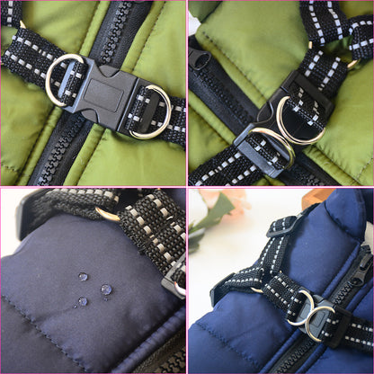 Waterproof Dog Clothes Winter Dog Coat With Harness Warm Pet Clothing Small & Big Dog Jacket