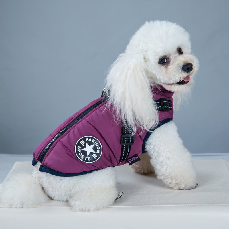 Waterproof Dog Clothes Winter Dog Coat With Harness Warm Pet Clothing Small & Big Dog Jacket